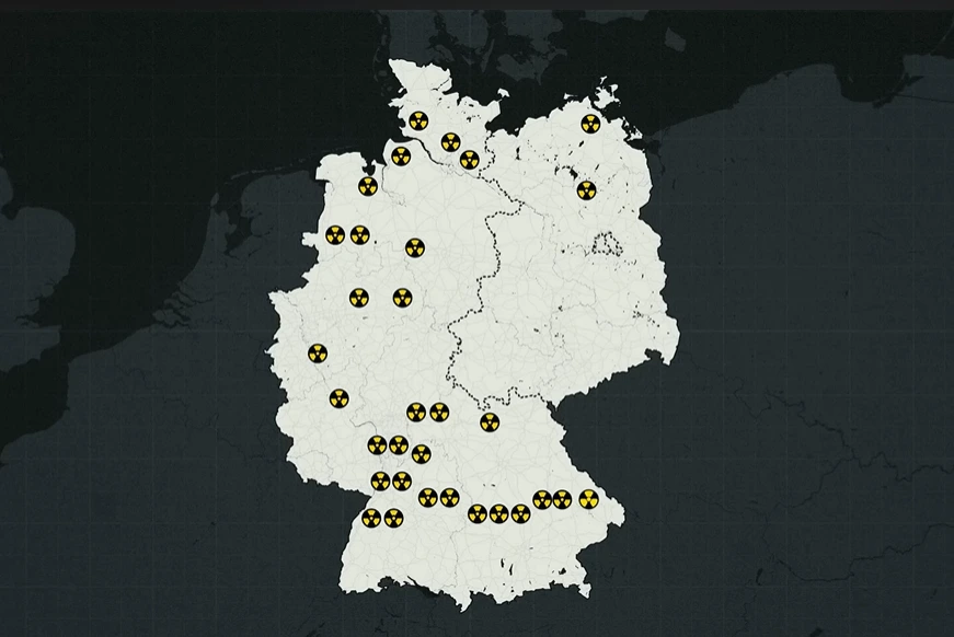 nuclear power plants map in germany 1980s